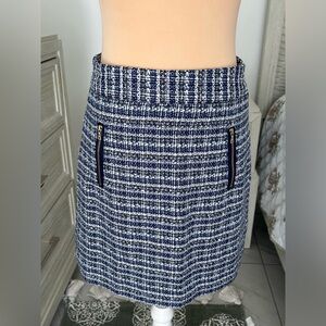 LOFT Blue and White Tweed Pencil Skirt